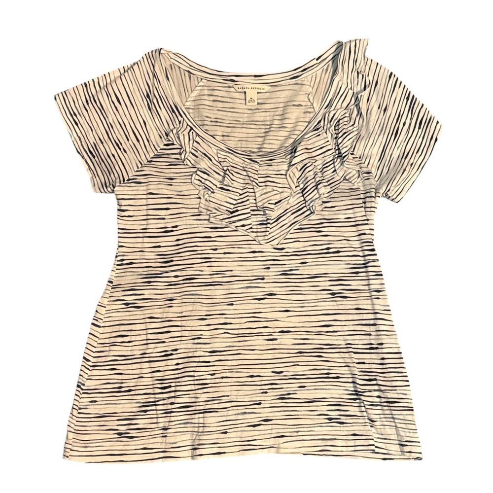 Banana Republic Striped Ruffle-Front Top